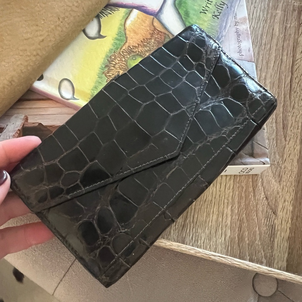 BD Jeffries Chocolate Brown Alligator Wallet